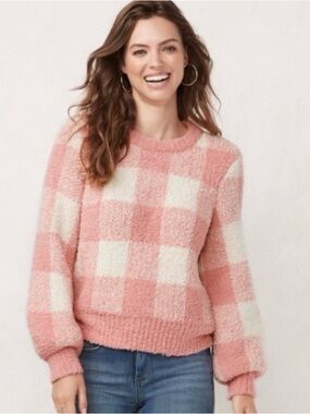 💕 LC Lauren Conrad Check Crewneck Sweater 💕 SALE 3 for $30!